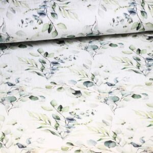 Hydrophilic Baby Cotton Digitally Printed Green Leaves