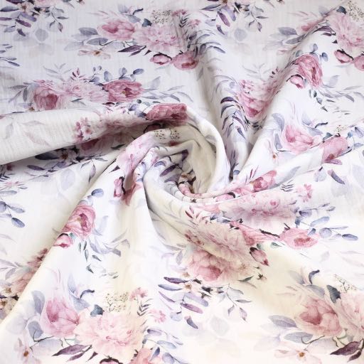 Hydrophilic Baby Cotton Digitally Printed Pink Flowers