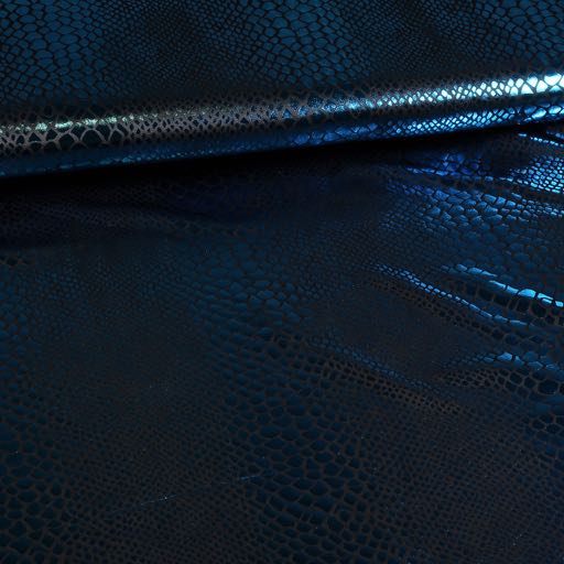 Jersey stretch Crocodile black / aqua foil