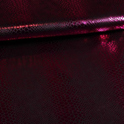 Jersey stretch Crocodile black / fuchsia foil