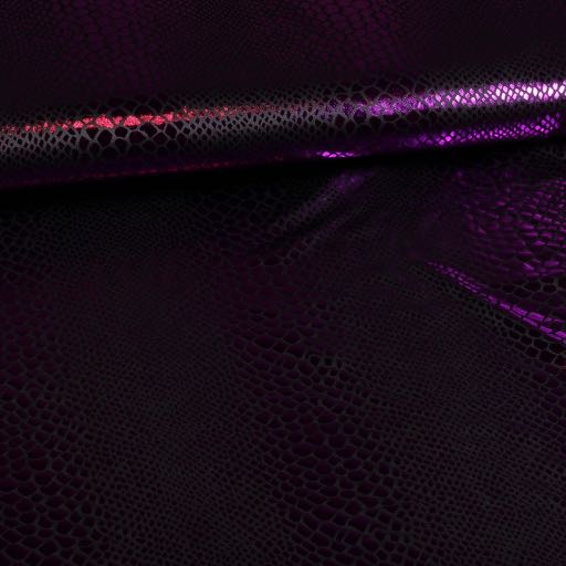 Jersey stretch Crocodile black/purple foil