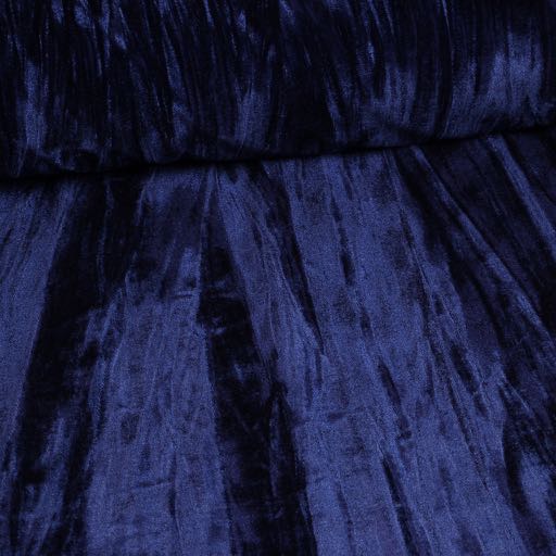 Gloss stretch velvet /velour pleated Navy