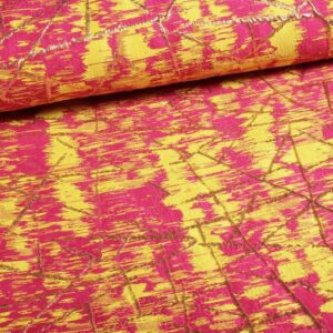 Jacquard gold lurex abstract yellow/red