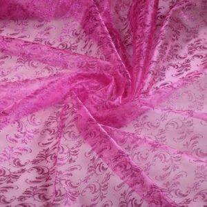 Organza Printed Glitter Brocade Fuchsia
