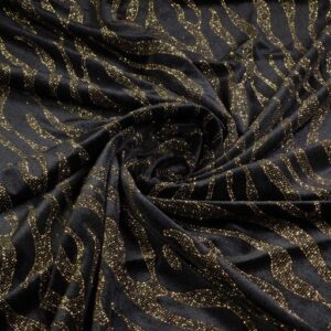 Velvet fabric stretch Glitter stripe gold