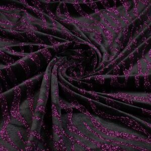 Velvet fabric stretch Glitter stripe purple