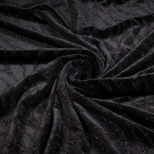 Velvet fabric stretch Glitter stripe black