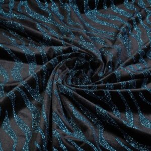 Velvet fabric stretch Glitter stripe cobalt