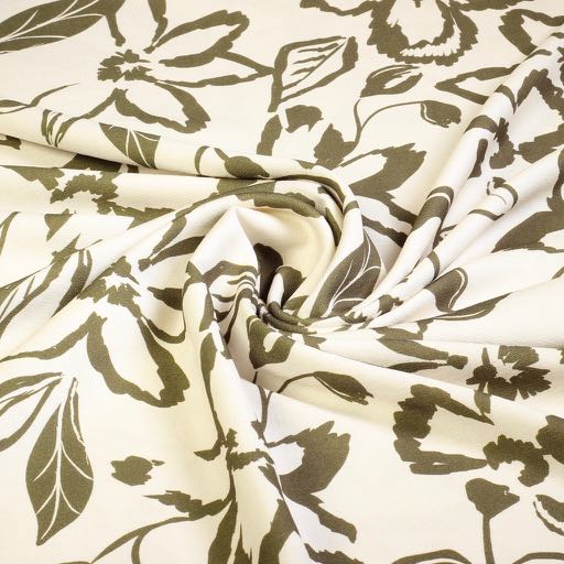 Crepe Viscose flower green/army