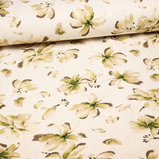 Linen viscose printed flowers 3