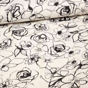 Linen viscose printed flowers 7