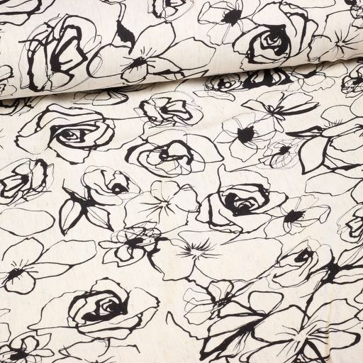 Linen viscose printed flowers 7