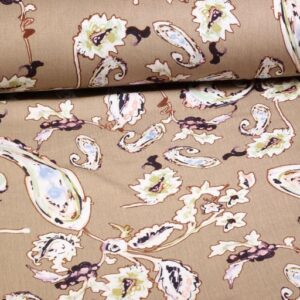 Crepe Viscose paisley flower ecru