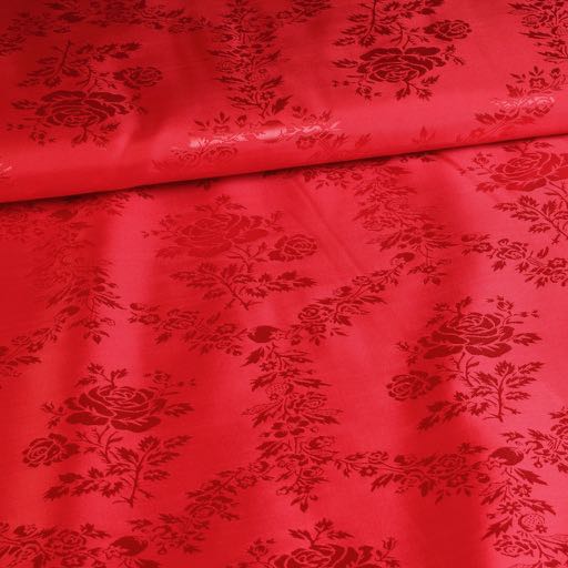 Satijn Jacquard Rose red