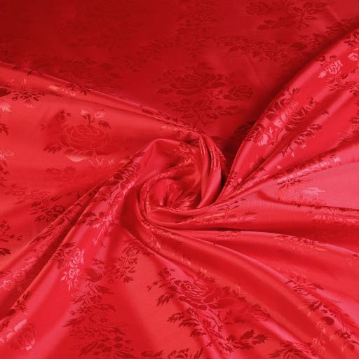 Satijn Jacquard Rose red