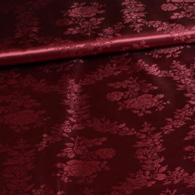 Satijn Jaquard Roos fabric bordeaux