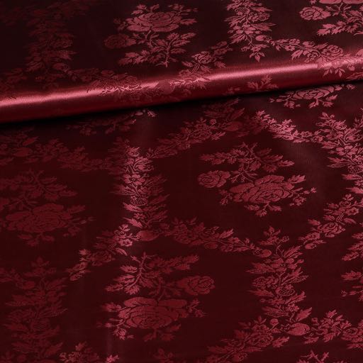 Satijn Jaquard Roos fabric bordeaux
