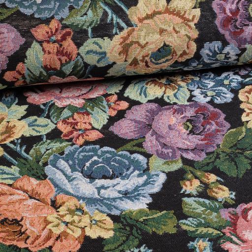 Gobelin fabric large flower black