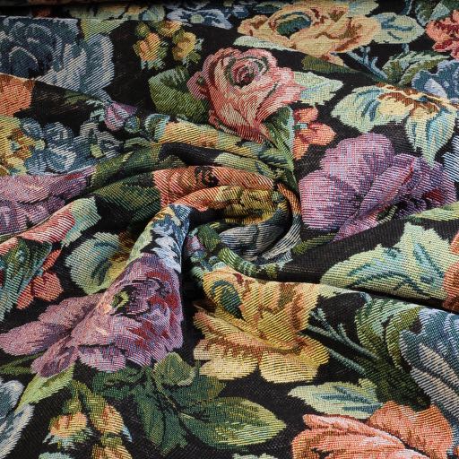 Gobelin fabric large flower black