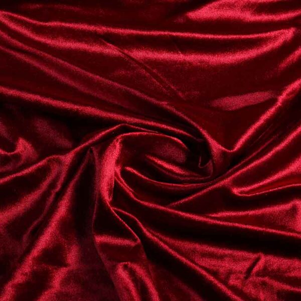 Glossy stretch velvet fabric bordeaux