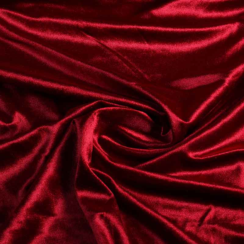 Glossy stretch velvet fabric bordeaux