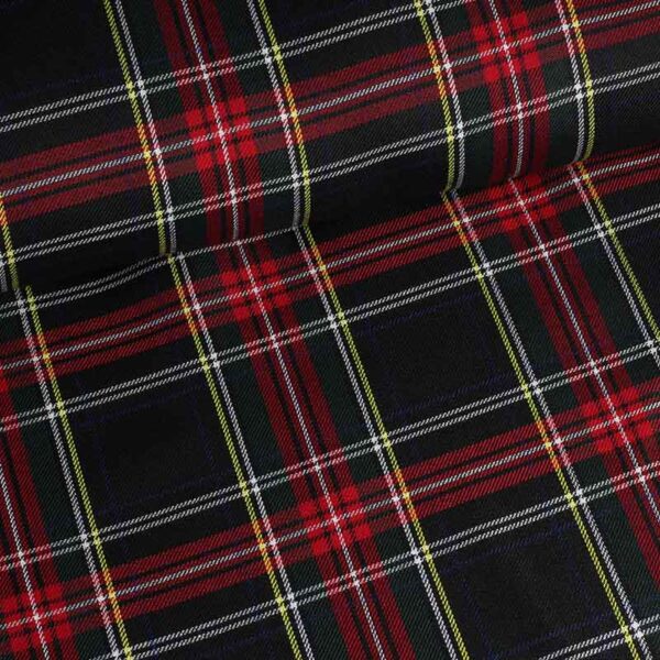 Tartan fabric dark green red