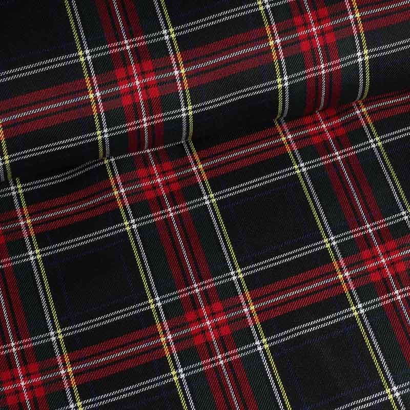 Tartan fabric dark green red