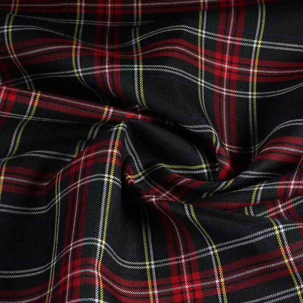 Tartan fabric dark green red