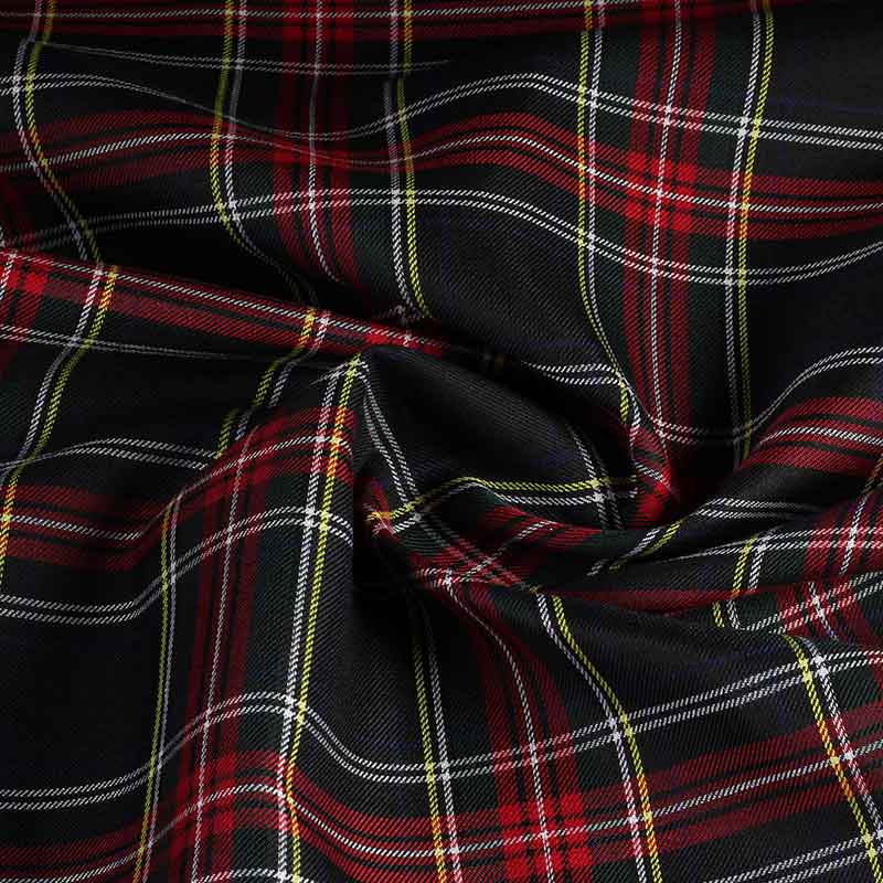 Tartan fabric dark green red