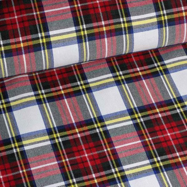 Tartan fabric white red