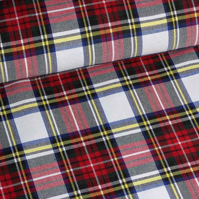 Tartan fabric white red
