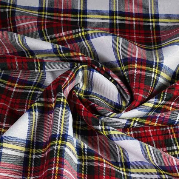 Tartan fabric white red