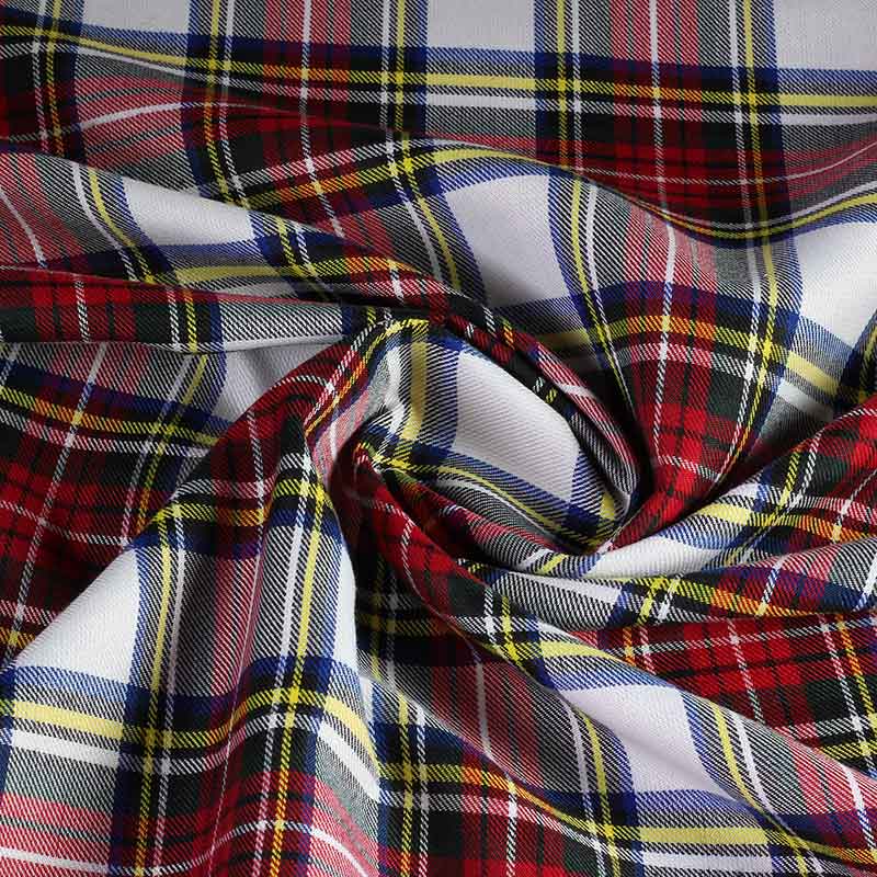 Tartan fabric white red
