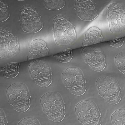 Faux leather skull silver