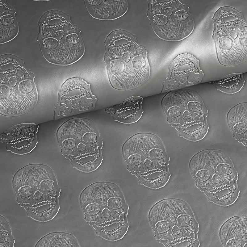 Faux leather skull silver