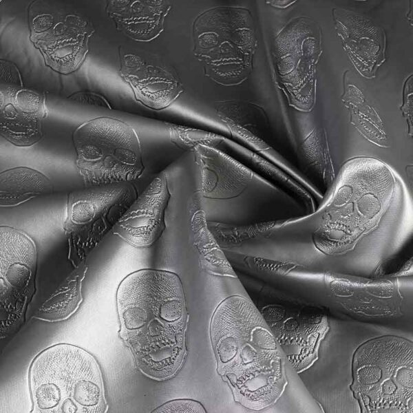 Faux leather skull silver