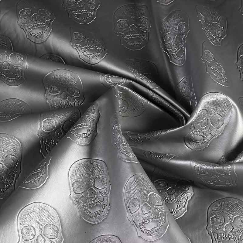 Faux leather skull silver