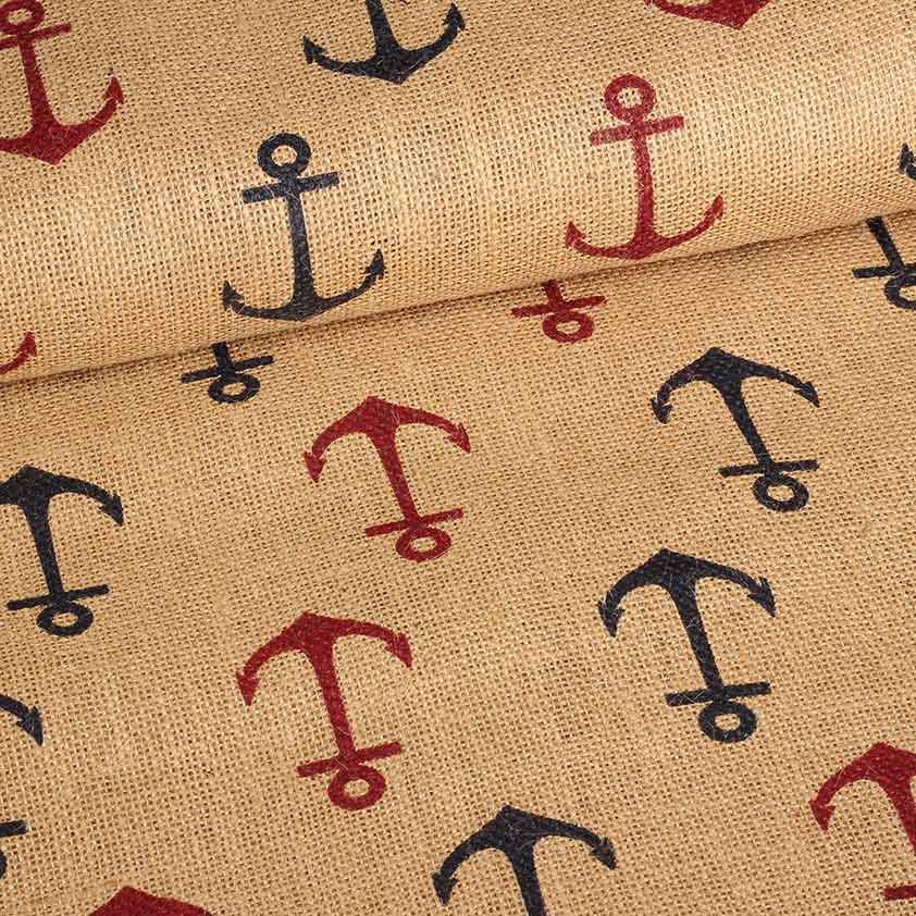 Jute fabric anchor print