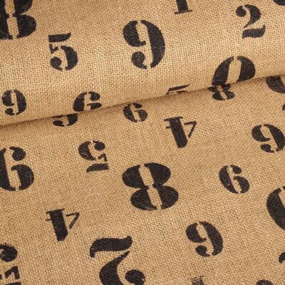 Jute fabric printed numbers