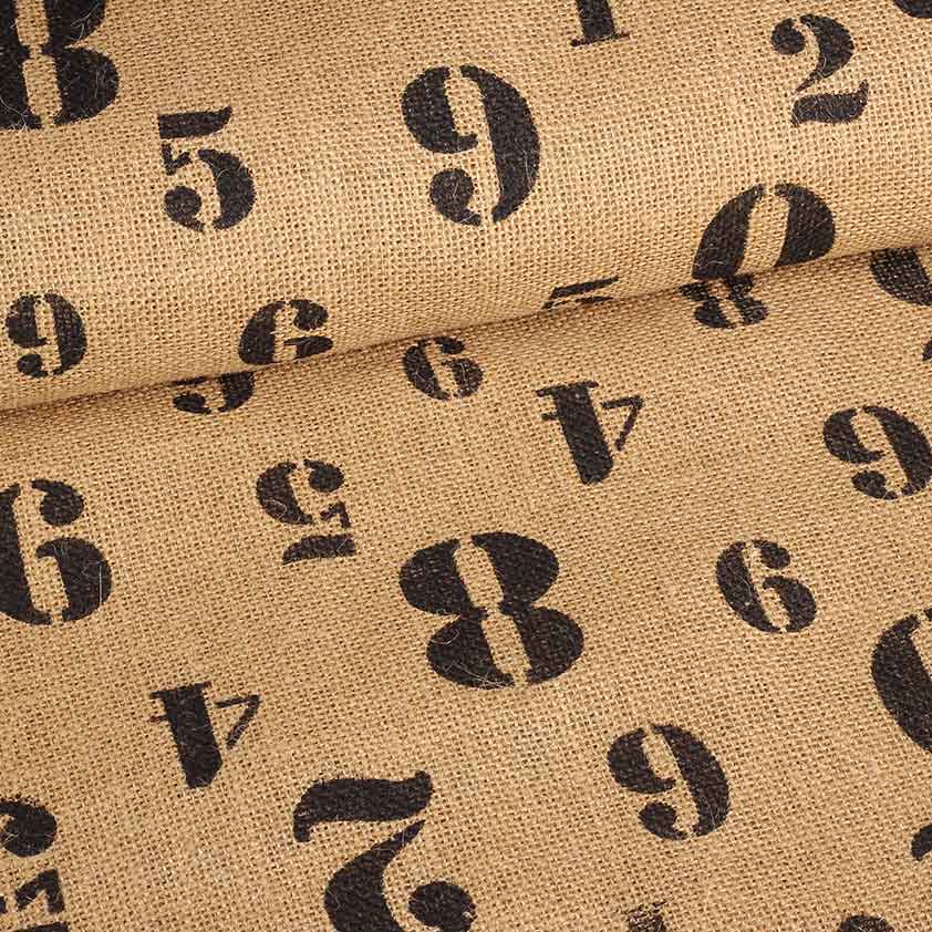 Jute fabric printed numbers