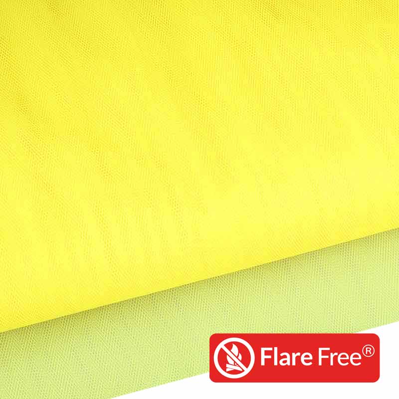 Flame-retardant tulle fabric fluor citron