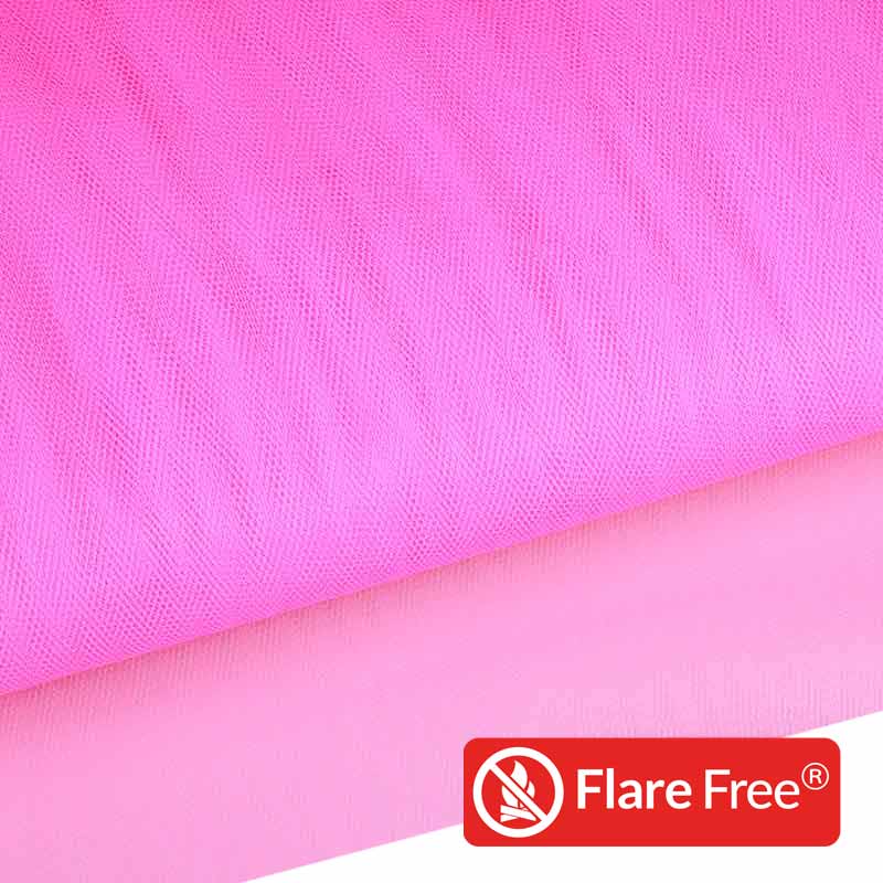Tulle fabric flame-retardant fluor pink