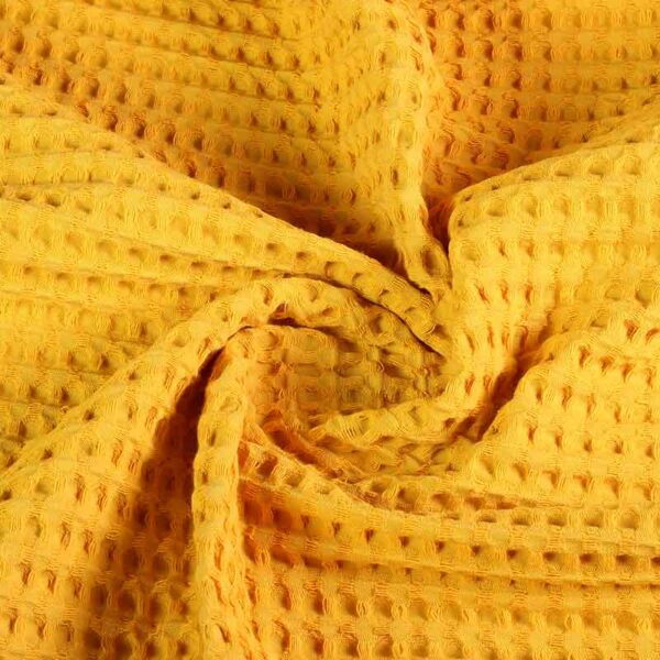 Waffle cotton large ochre yellow