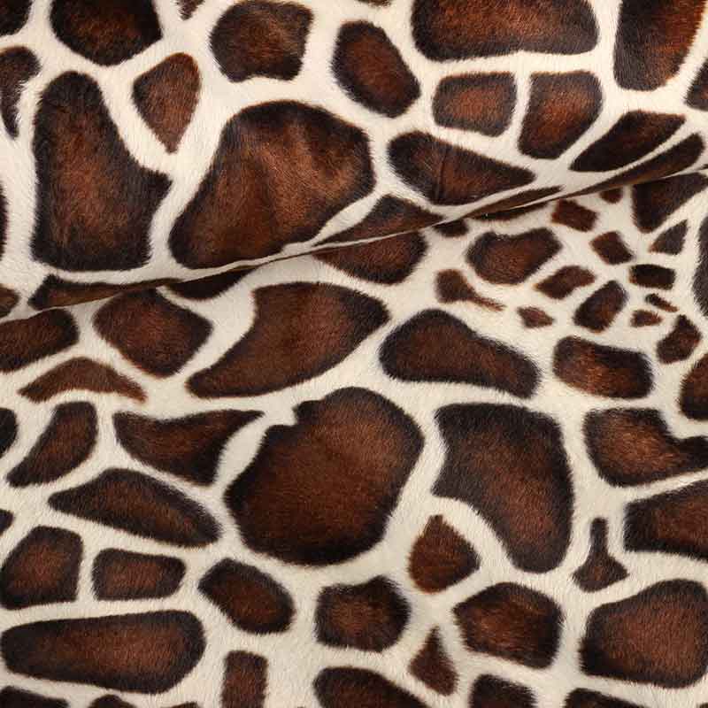 Velboa fabric giraffe brown camel