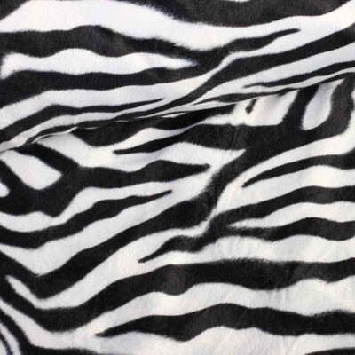 Velboa fabric zebra print white large