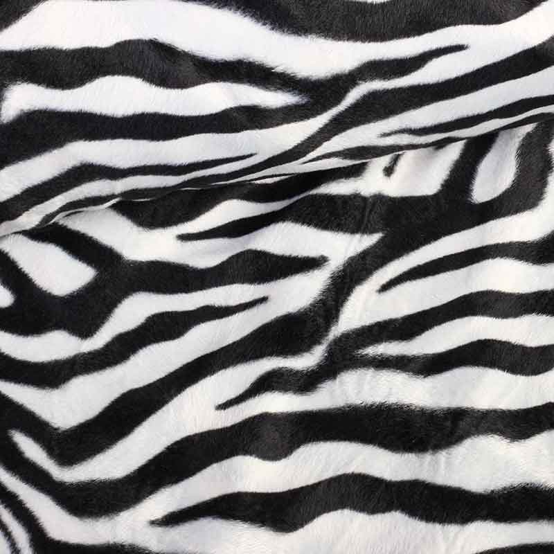 Velboa fabric zebra print white large
