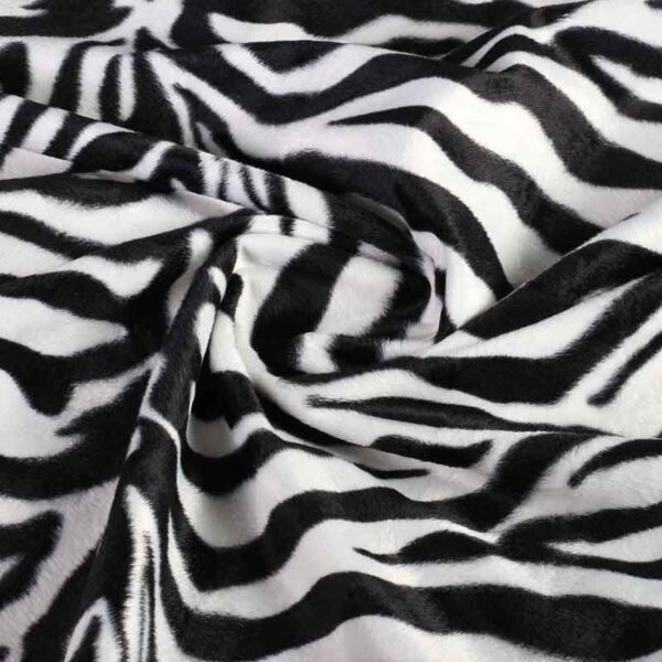 Velboa fabric zebra print white large