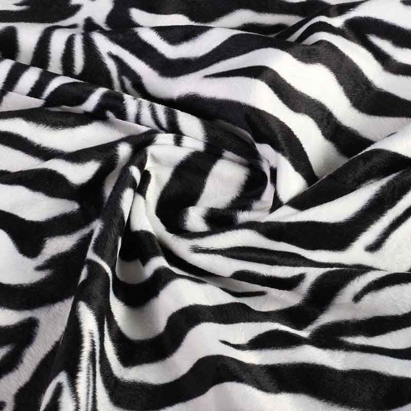 Velboa fabric zebra print white large