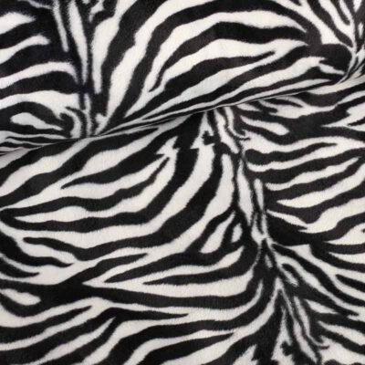 Velboa fabric zebra print white