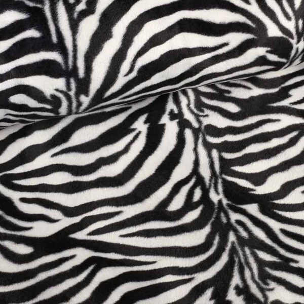 Velboa fabric zebra print white